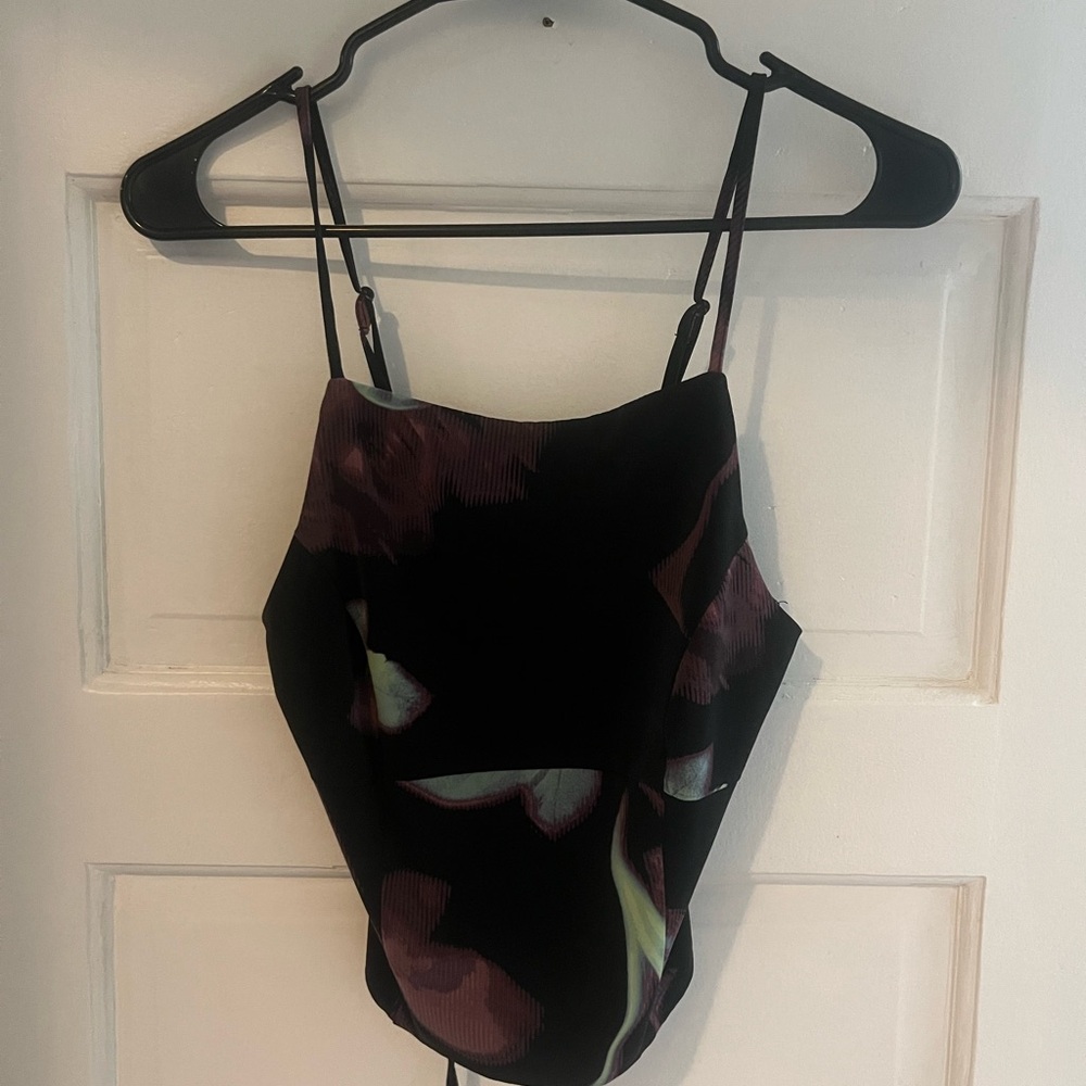 Silence + Noise Black and Purple Strappy Top